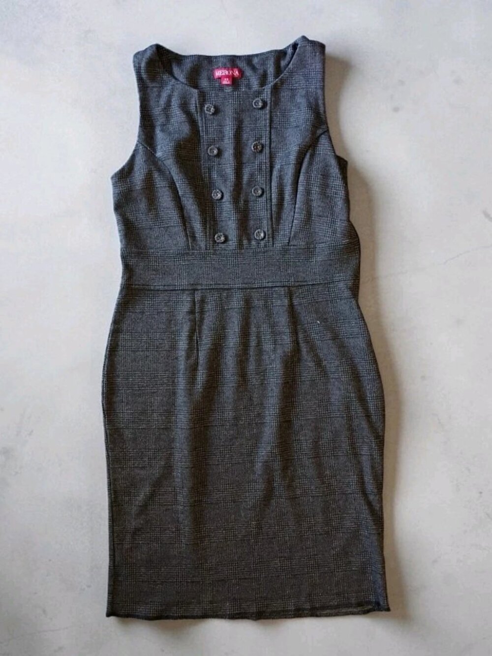 MERONA Womens Black/Silver Pull Over Dress Sz XS Business Casual Going Out Y2k